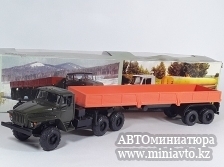 Автоминиатюра модели - Урал  с полуприцепом ОДАЗ 9370 хаки/оранжевый Элекон