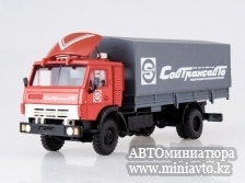 Автоминиатюра модели - КамАЗ 5325 с тентом "Совтрансавто"( каб красная/тент серый) Элекон