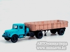 Автоминиатюра модели - МАЗ-200В  с  п/п МАЗ-5215, голубой/коричневый Автоистория 