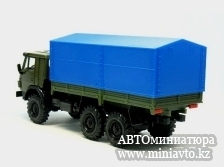 Автоминиатюра модели - КамАЗ 43101-010 ( хаки/синий тент)  Элекон