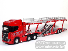 Автоминиатюра модели - Scania S770 6x4 Red  с п/п автовоз 1:50 CPM