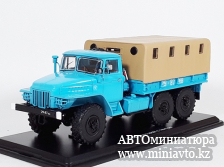 Автоминиатюра модели - УРАЛ-375Д бортовой с тентом, голубой/песочный SSM