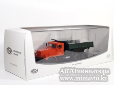 Автоминиатюра модели - КрАЗ-256 Б1, самосвал (оранжевая кабина,тёмнозелёный кузов) 1:43 SSM