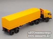 Автоминиатюра модели - КамАЗ 5410 тягач с полуприцепом, тент желтый/жёлтый