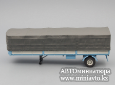 Автоминиатюра модели - МАЗ 9380-2 полуприцеп с тентом, голубой с серым Наш Автопром