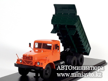 Автоминиатюра модели - КрАЗ-256 Б1, самосвал (оранжевая кабина,тёмнозелёный кузов) 1:43 SSM