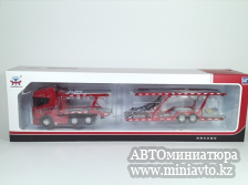 Автоминиатюра модели - Scania S770 6x4 Red  с п/п автовоз 1:50 CPM