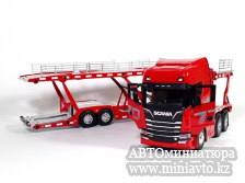 Автоминиатюра модели - Scania S770 6x4 Red  с п/п автовоз 1:50 CPM