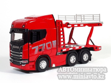Автоминиатюра модели - Scania S770 6x4 Red  с п/п автовоз 1:50 CPM