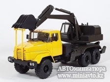 Автоминиатюра модели - КРАЗ 6322 ЭОВ-4422 Экскаватор, Жёлтый/хаки Наш Автопром