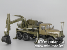 Автоминиатюра модели - КрАЗ-255Б1 ЭОВ-4421 Экскаватор, хаки Наш Автопром