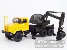 Автоминиатюра модели - КРАЗ 6322 ЭОВ-4422 Экскаватор, Жёлтый/хаки Наш Автопром