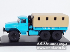 Автоминиатюра модели - УРАЛ-375Д бортовой с тентом, голубой/песочный SSM