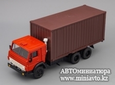 Автоминиатюра модели - КамАЗ-53212, контейнер, красный /коричневый Элекон