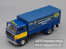 Автоминиатюра модели - Volvo F88 бортовой с тентом TRANSPORT-ASG 1972, blue / yellow Altaya